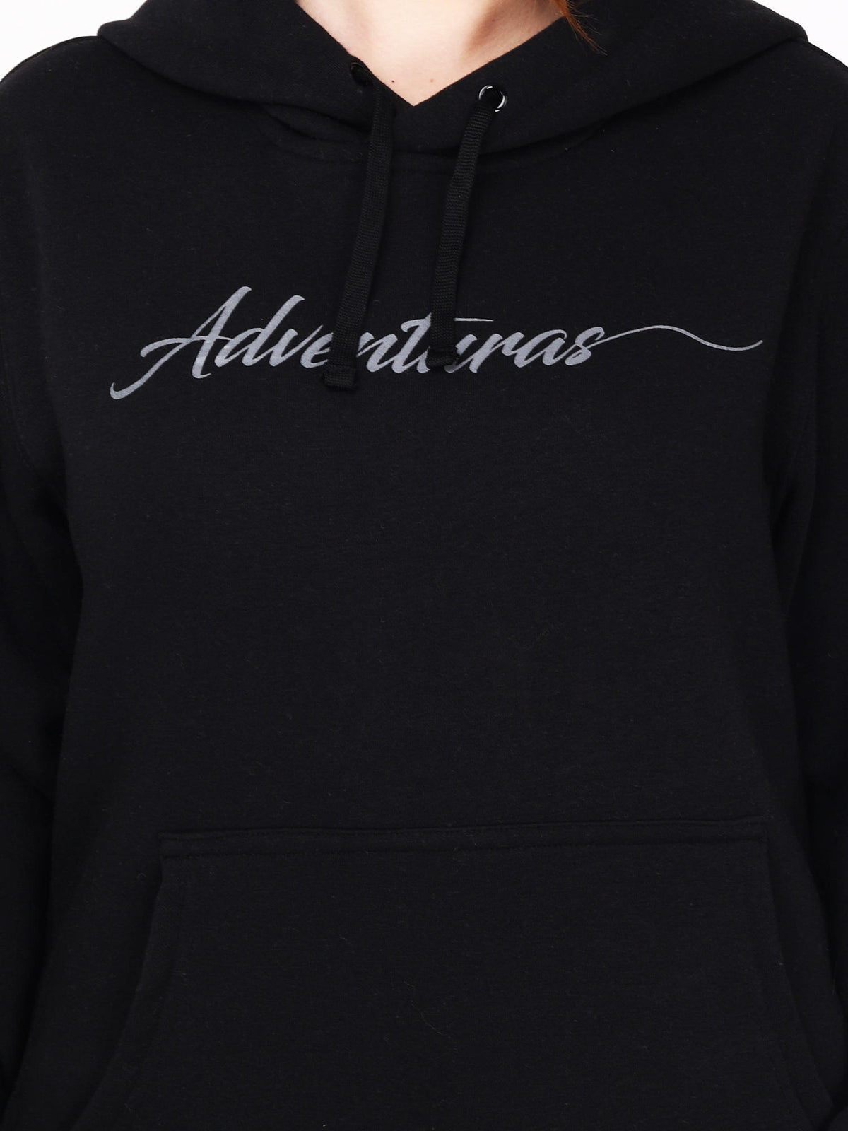 Adventuras Women Black LIGHTENING HOODED SWEATSHIRT