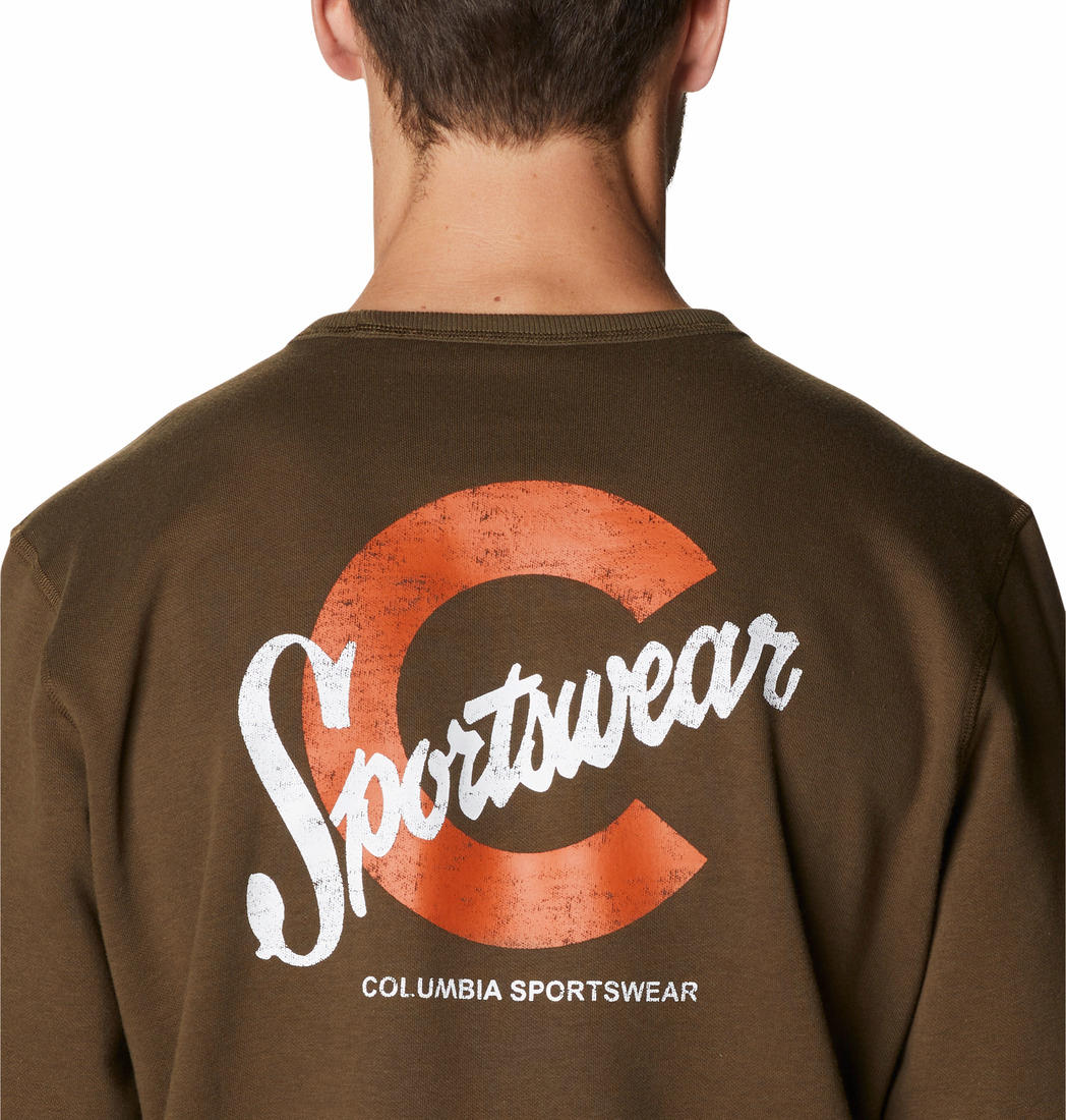 Columbia Men’s Olive UPF 50 Logo Fleece Crew Sweatshirt