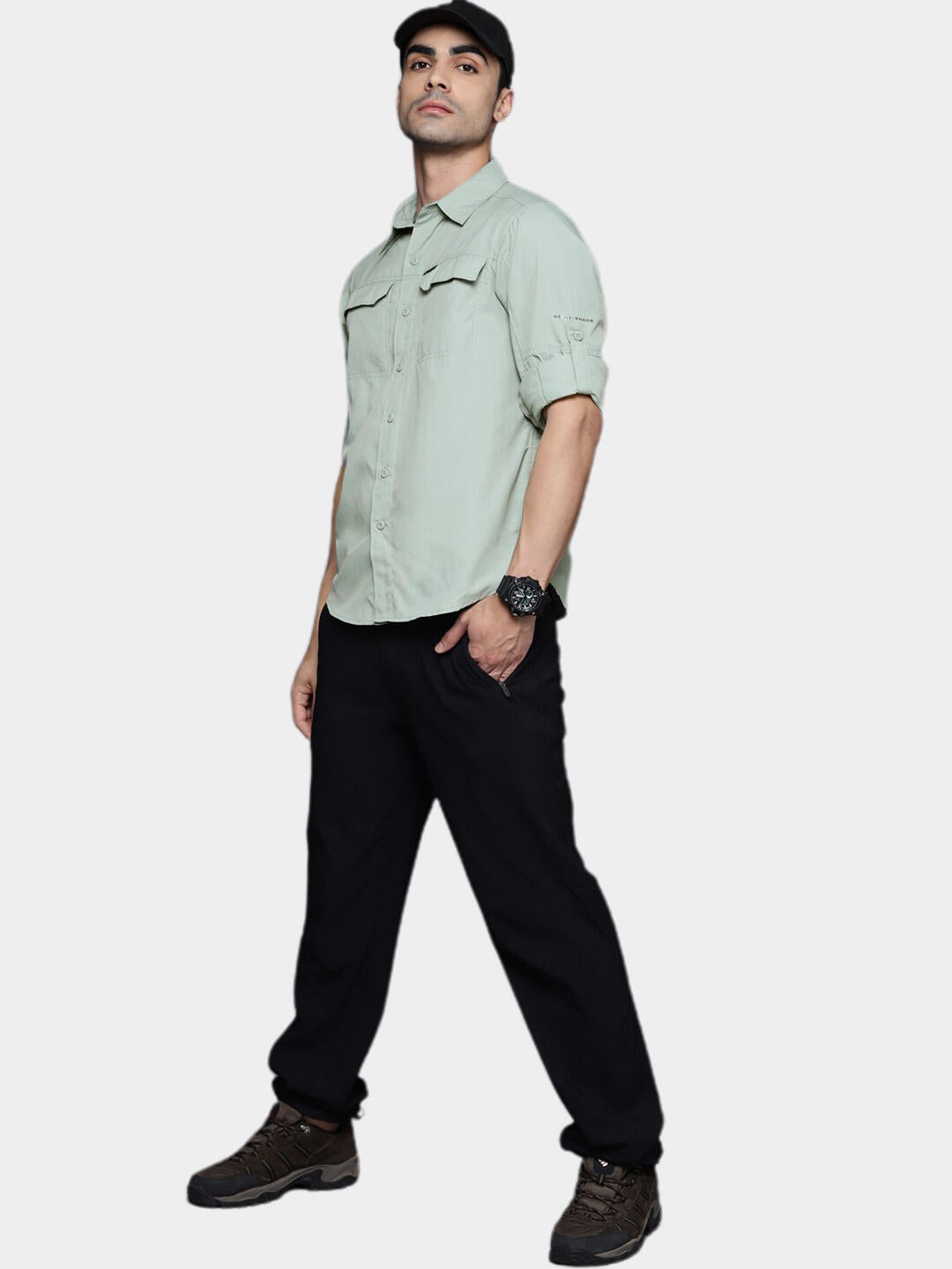 Columbia Men Green Silver Ridge 2.0 Long Sleeve Shirt with Omni-Shade UV Shield