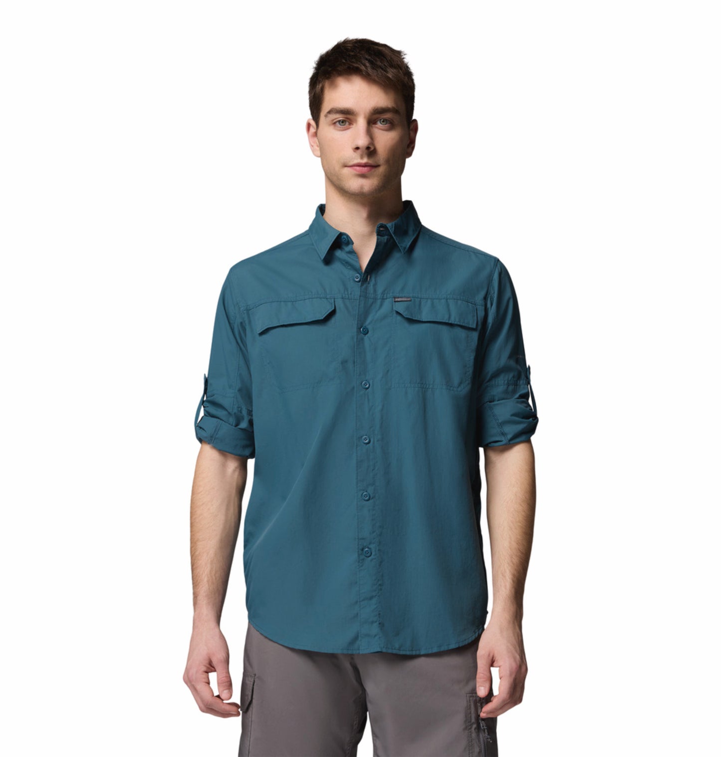 Columbia Men Blue Omni-Shade Silver Ridge 2.0 Shirt (Sun Protection)