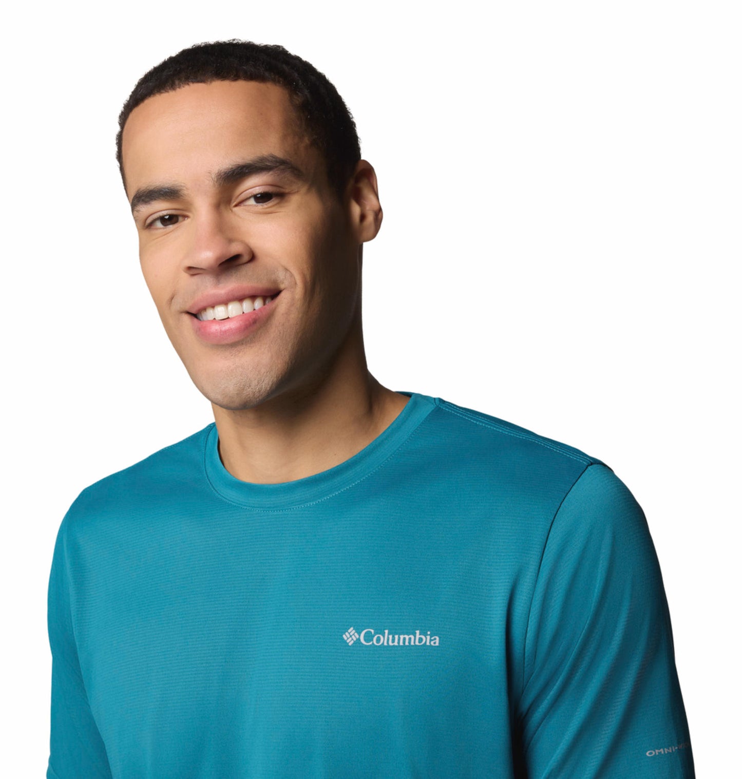 A Men Wearing Columbia Men Blue Columbia Hike Crew