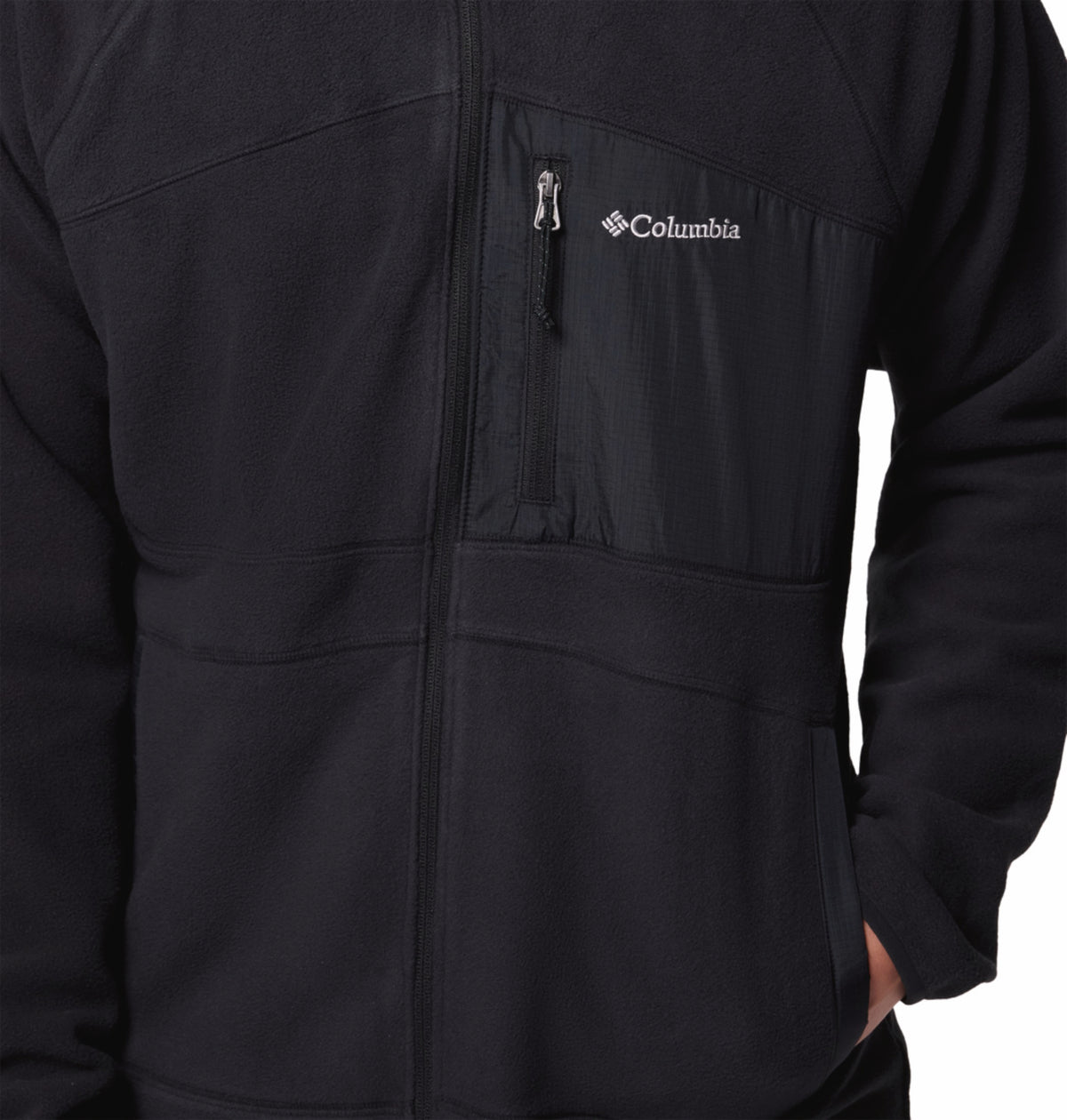 Columbia Men Black Fast Trek Overlay Fleece Jacket