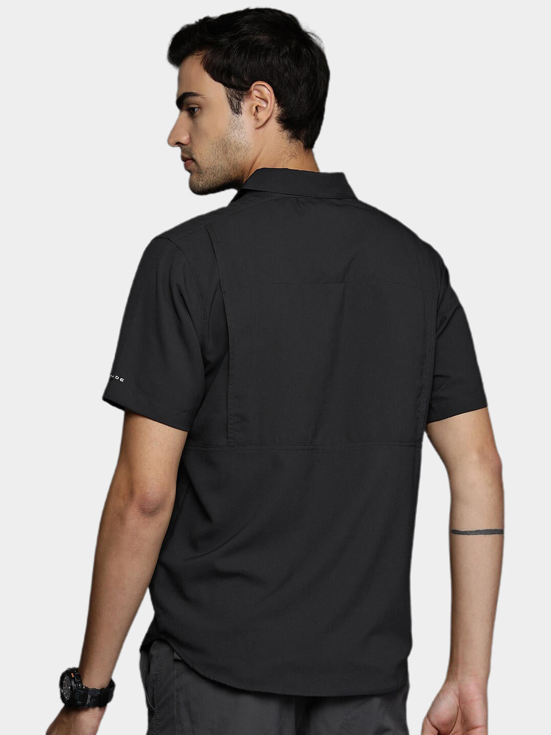 Columbia Men Black Silver Ridge Lite Short Sleeve Shirt (Sun Protection)