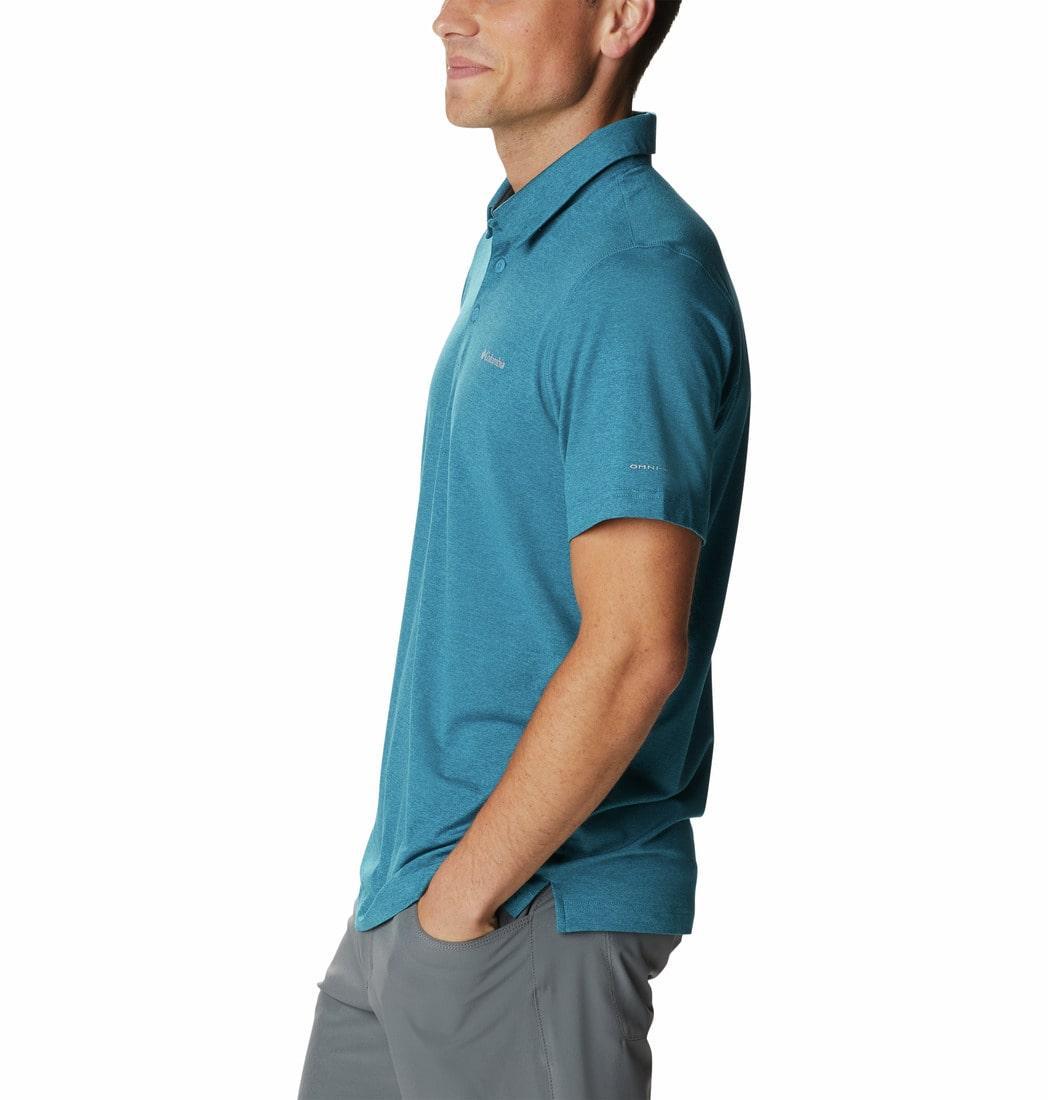 A Men Wearing Columbia Men Blue Tech Trail Polo (Sun Protection)