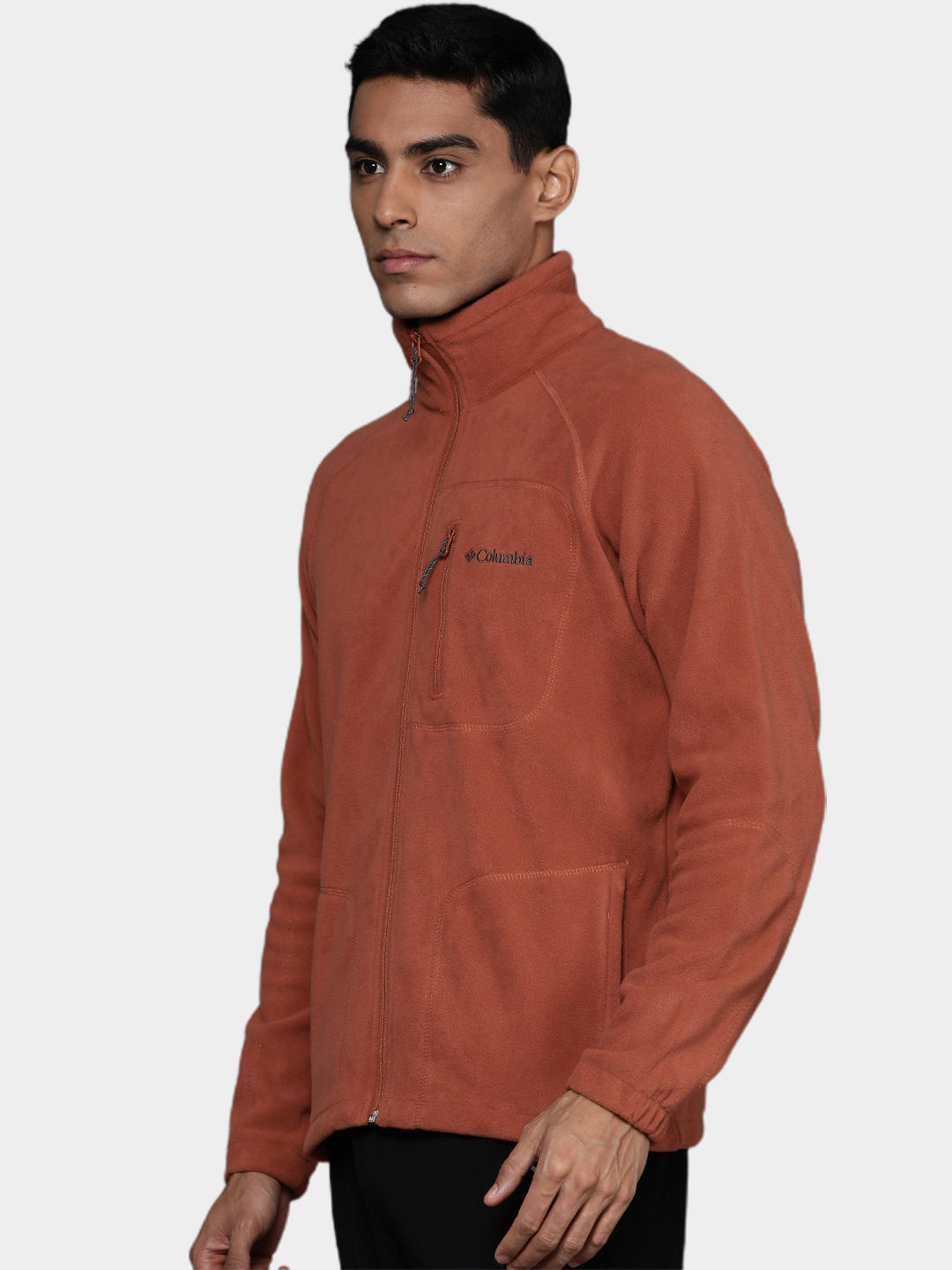 A Men Wearing Columbia Men Orange Fast Trek II Full Zip Fleece