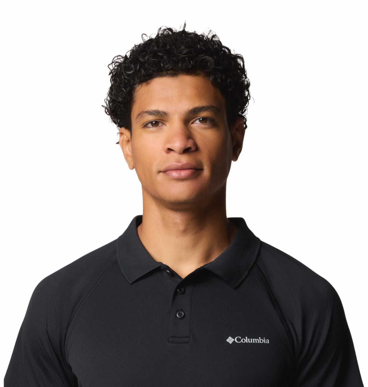 A Men Wearing Columbia Men Black Alpine Chill Pro Polo (Sun Protection)