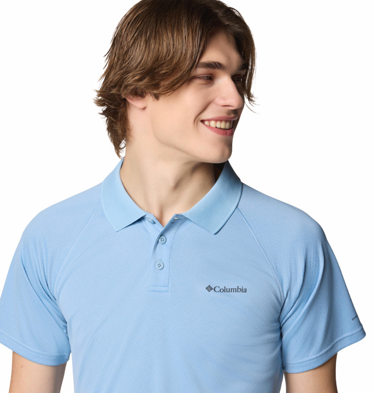 A Men Wearing Columbia Men Blue Alpine Chill Pro Polo (Sun Protection)