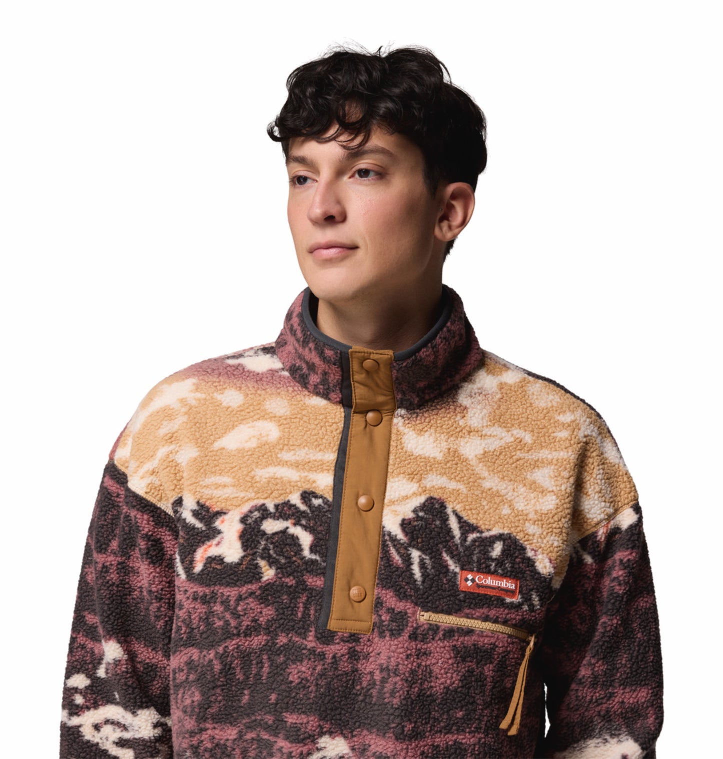 Columbia Men Brown Helvetia II Printed Fleece Jacket