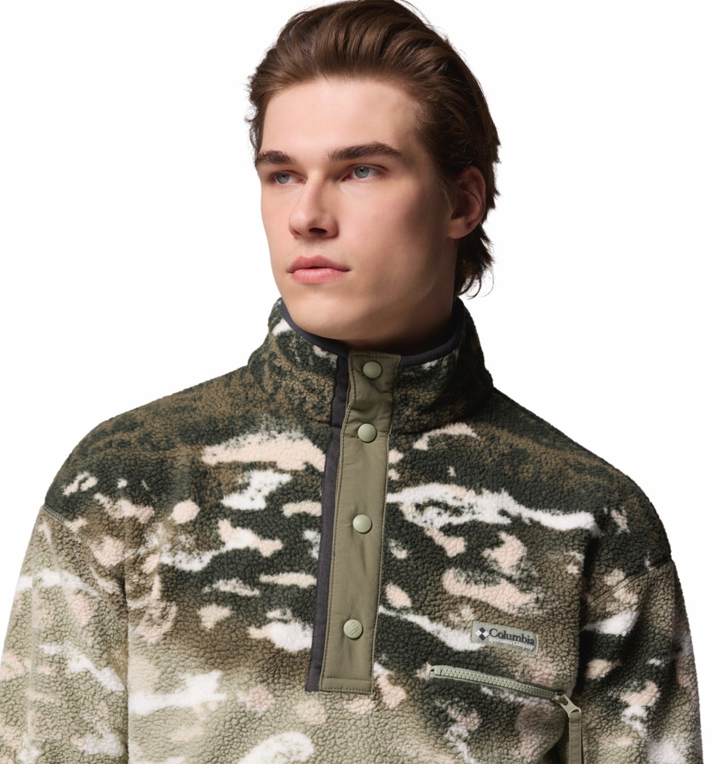 Columbia Men Green Helvetia II Printed Fleece Jacket