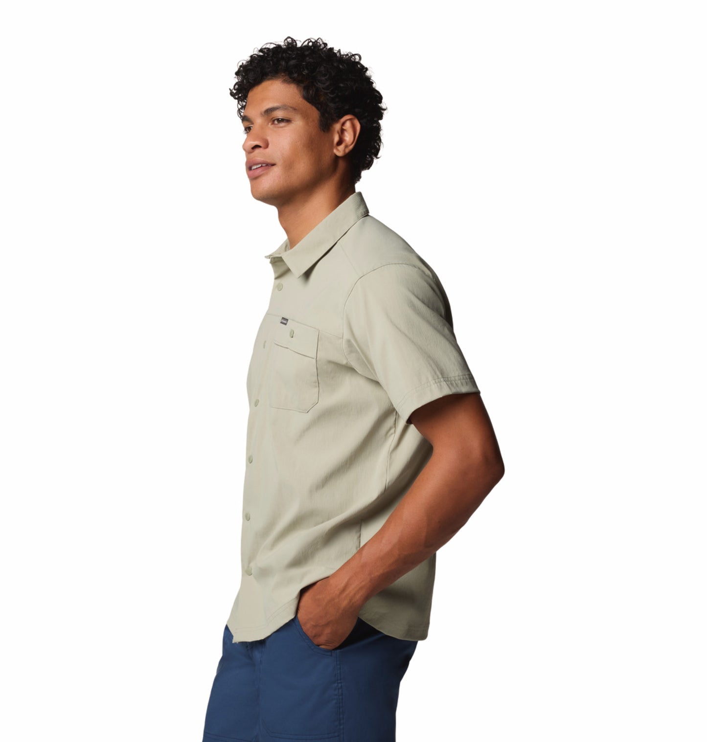 Columbia Men Green Omni-Shade Landroamer Ripstop II Short Sleeve Shirt