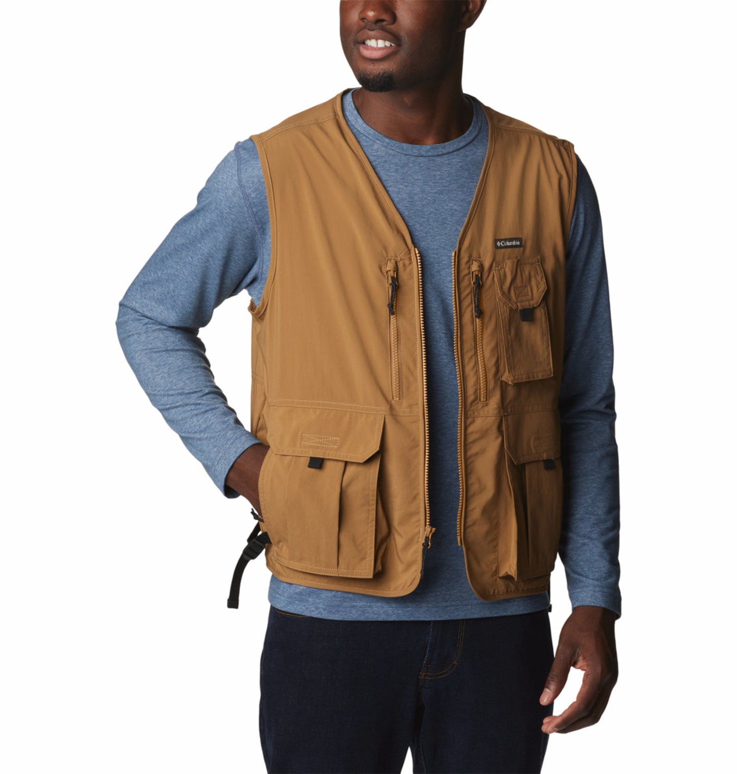 Columbia Men Brown Omni-Shade Silver Ridge Utility Vest - Sun Protection