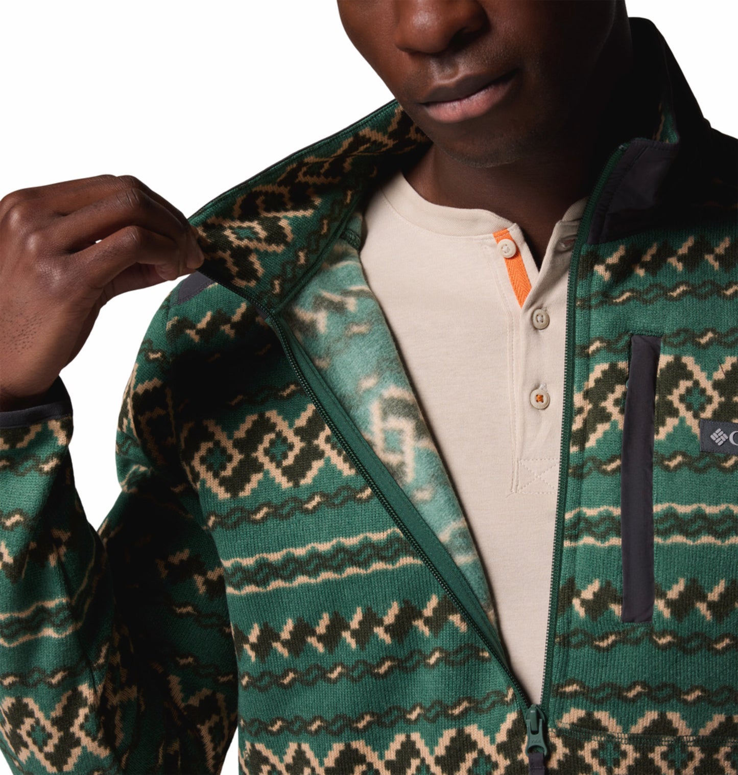 Columbia Men Green Sweater Weather Printed II Fleece