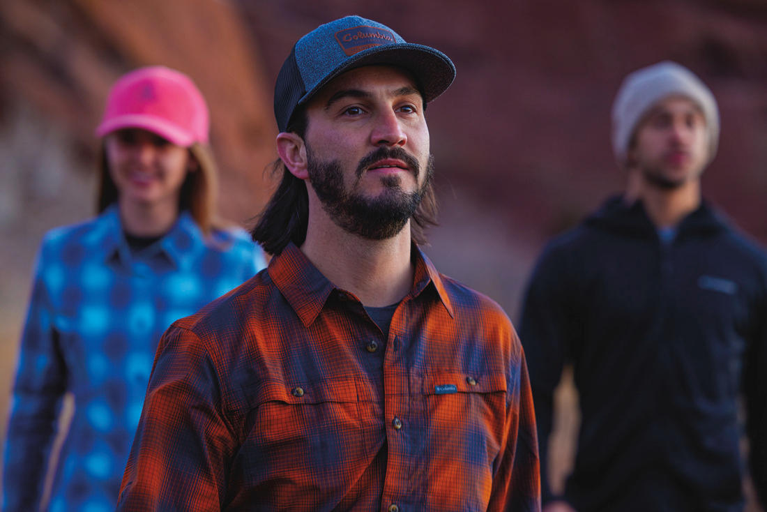 Columbia Men Orange Omni-Shield Newton Ridge II Plaid Shirt