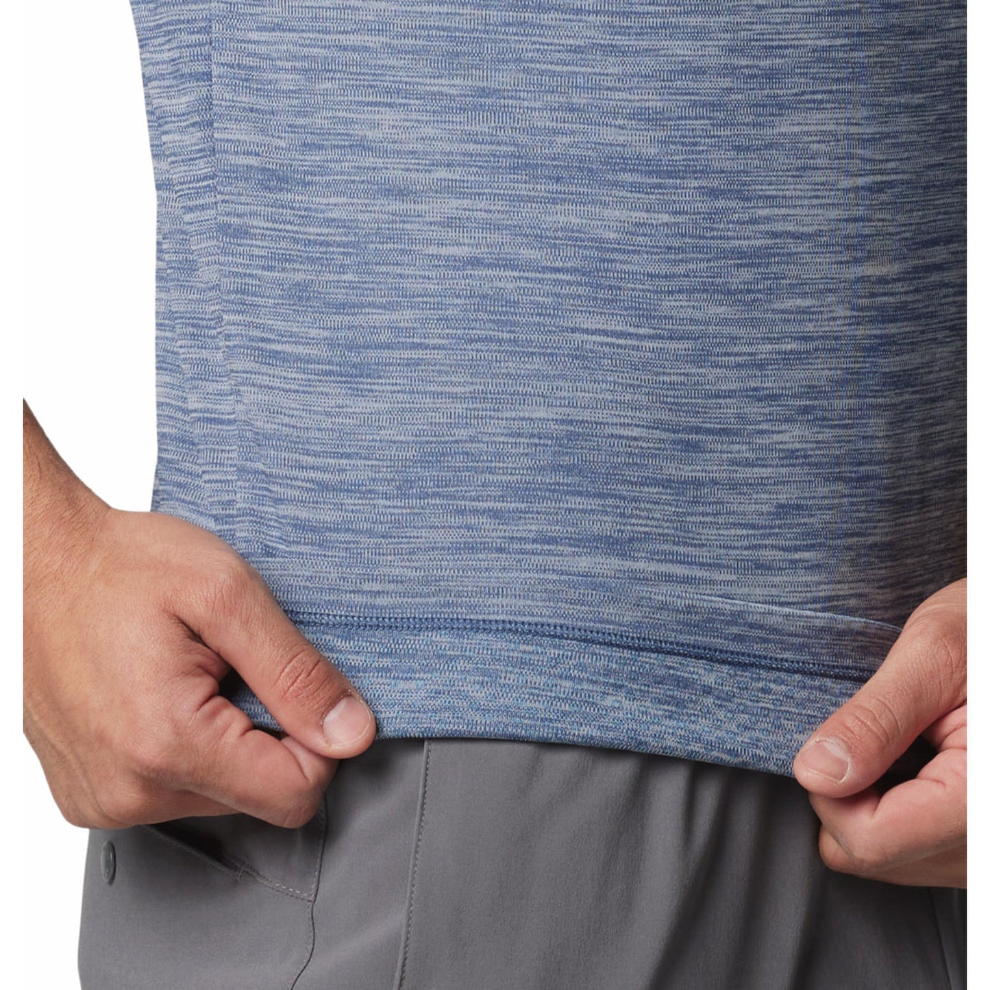 A Men Wearing Columbia Men Blue Zero Rules Short Sleeve Shirt