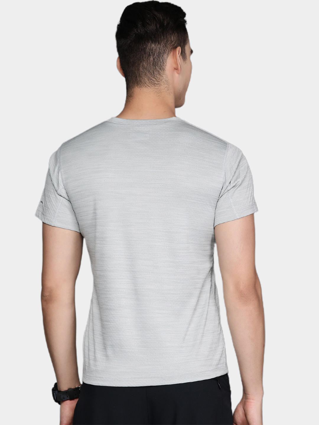A Men Wearing Columbia Men Grey Zero Rules Short Sleeve Graphic Shirt (Sun Protection)