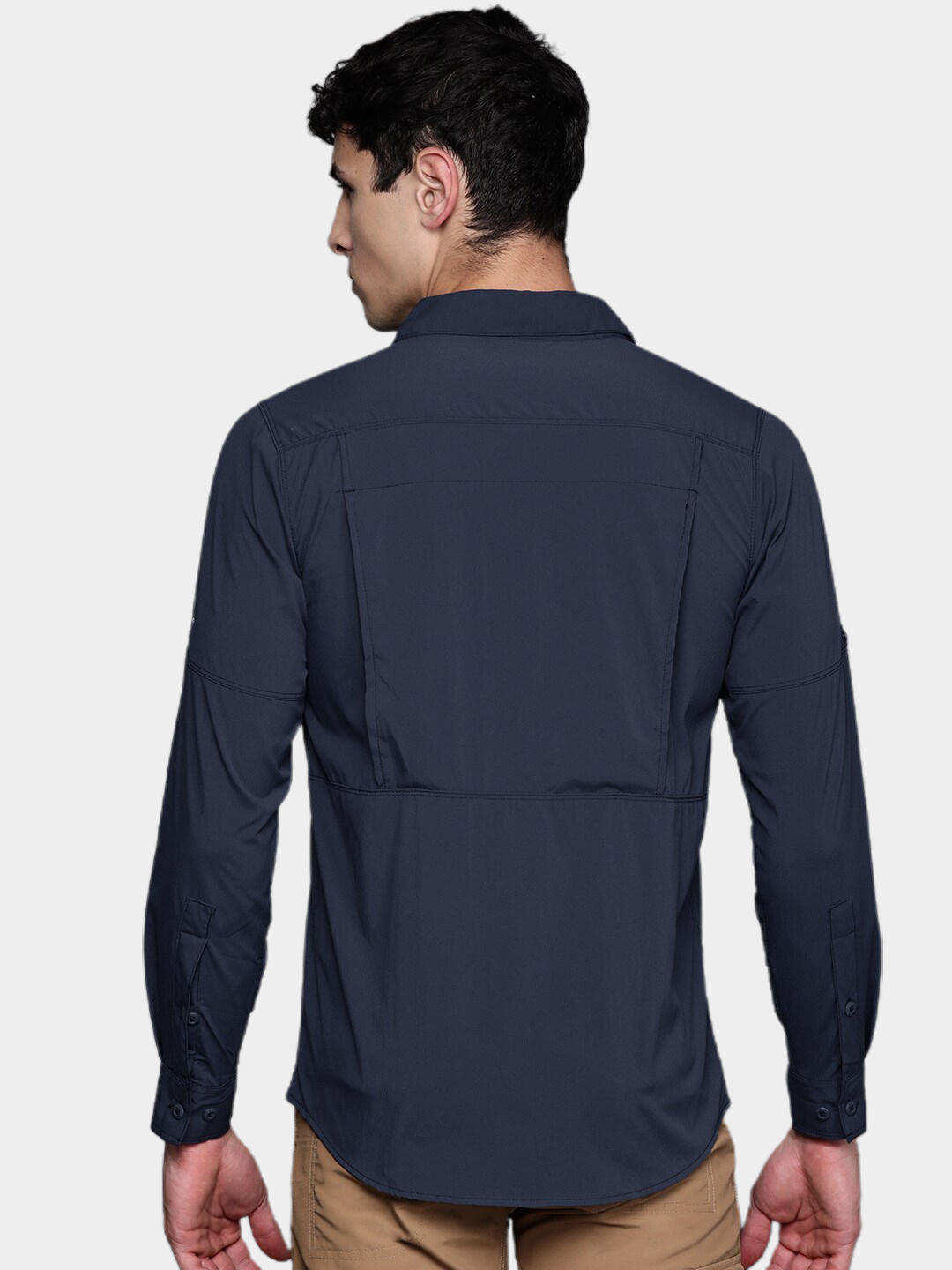 Columbia Men Navy Blue Omni-Shield Newton Ridge II Shirt