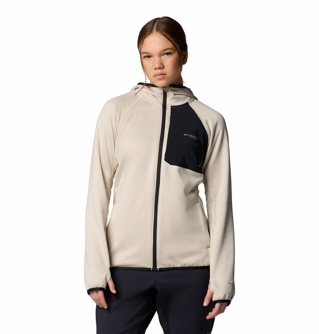 Columbia Women's Beige Omni-Wick Triple Canyon Grid Fleece Jacket for Outdoor Comfort