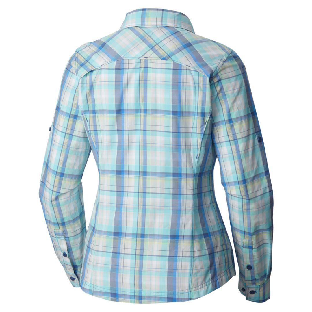 Columbia Women Blue Silver Ridge Plaid Long Sleeve Shirt (Sun Protection)