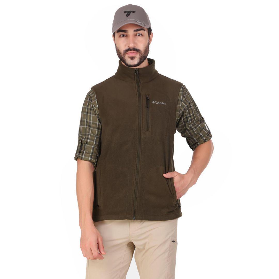 Columbia Men Olive Fast Trek Fleece Vest