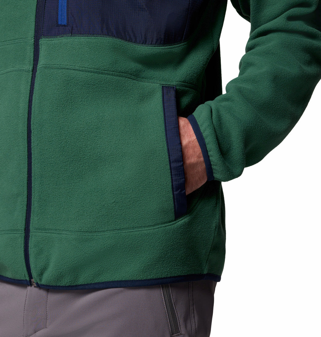 Columbia Men Green Fast Trek Overlay Fleece Jacket (Plus Size)