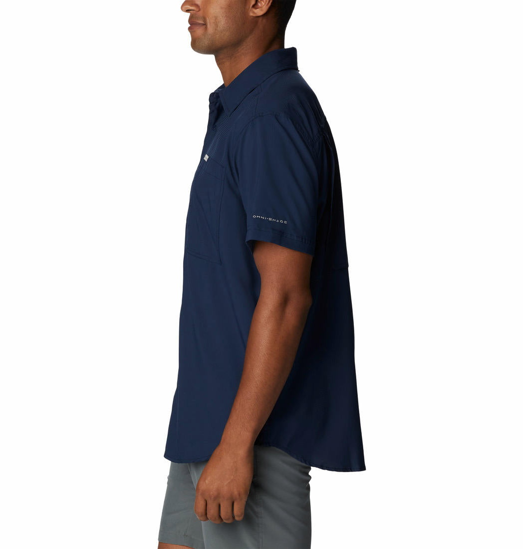 Columbia Men's Navy Blue Omni-Shade Silver Ridge Utility Lite Shirt with Sun Protection