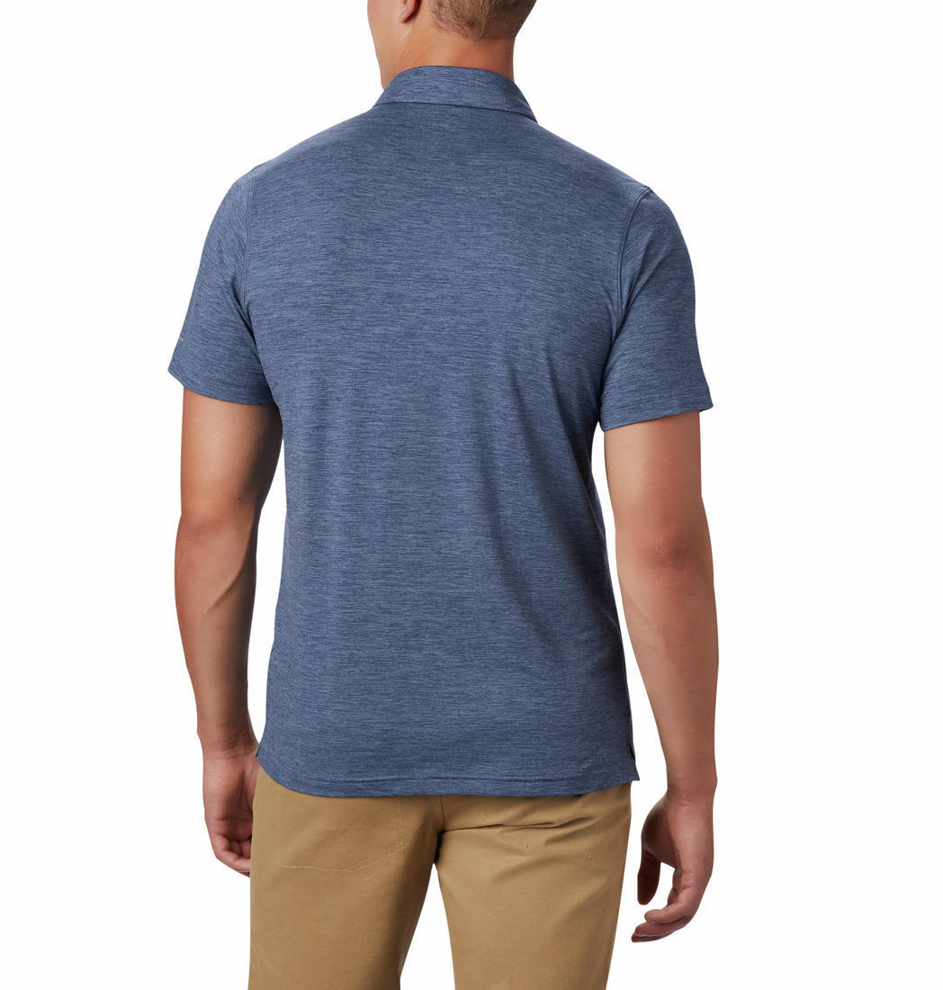 Columbia Men's Blue Tech Trail Polo Shirt with Sun Protection Fabric