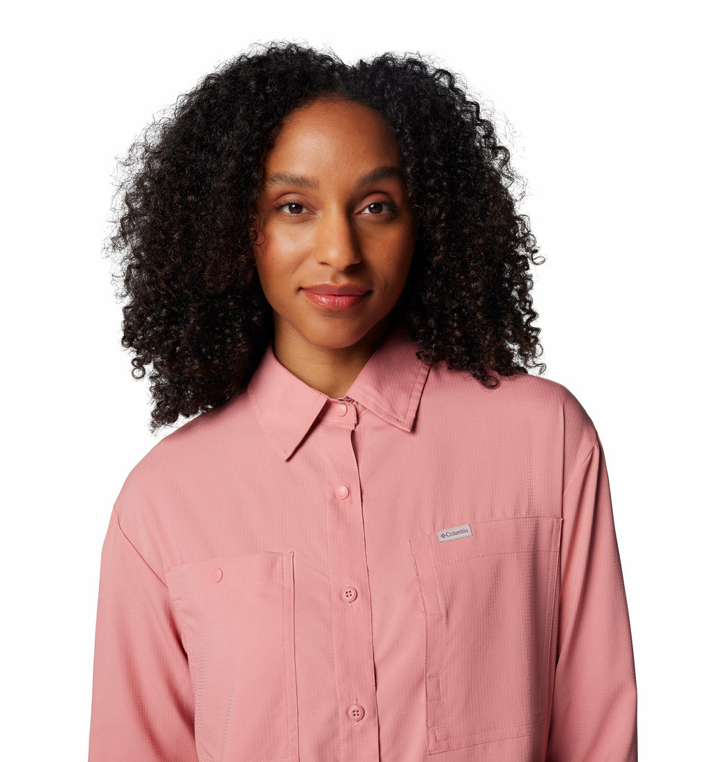 Columbia Women Pink Omni-Shade Silver Ridge Utility Shirt with Superior Sun Protection