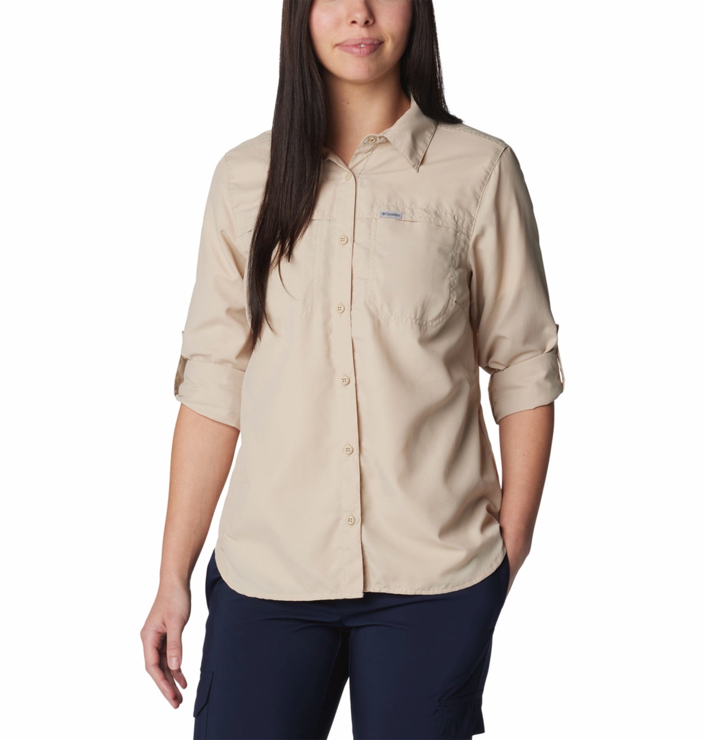 Columbia Women Beige Omni-Shade Silver Ridge 3.0 Long Sleeve Sun Shirt