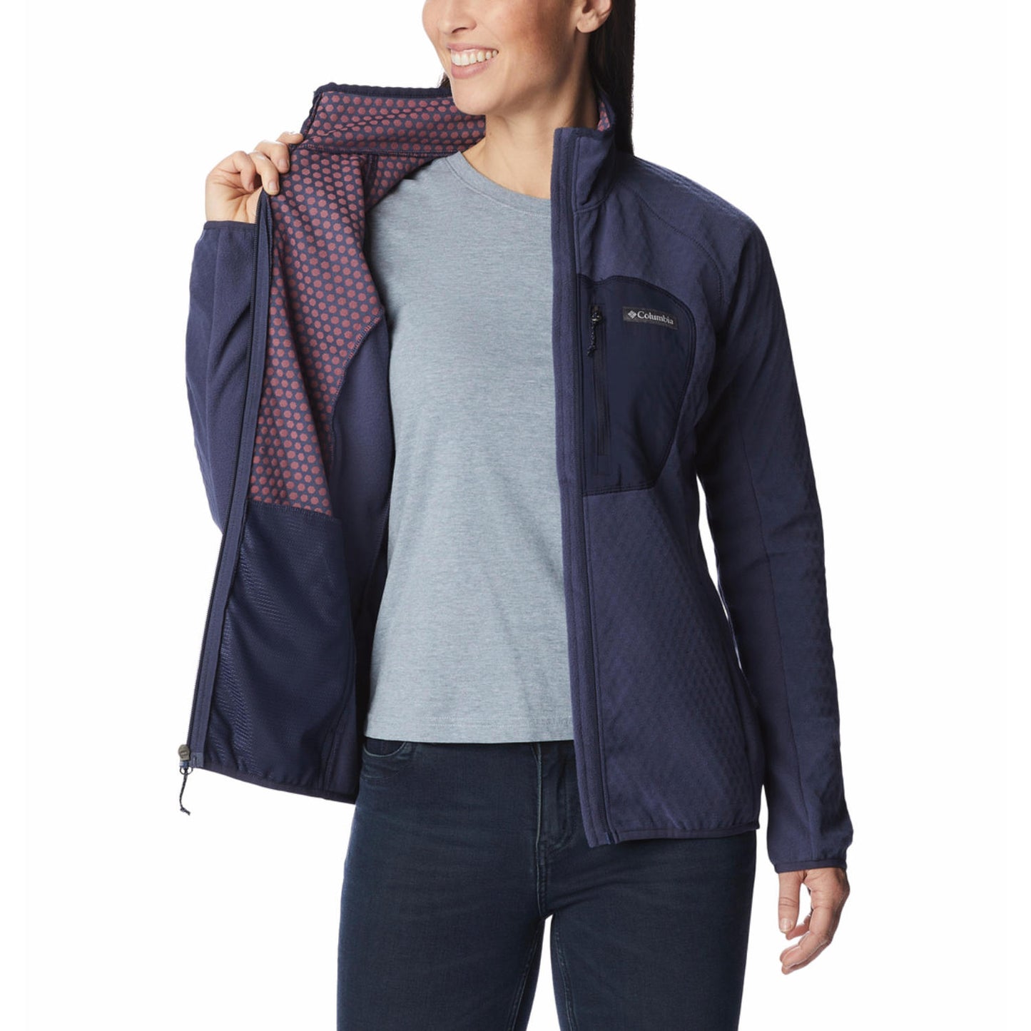 Columbia Women Navy Blue Omni-Heat Helix Outdoor Tracks II Fleece Jacket