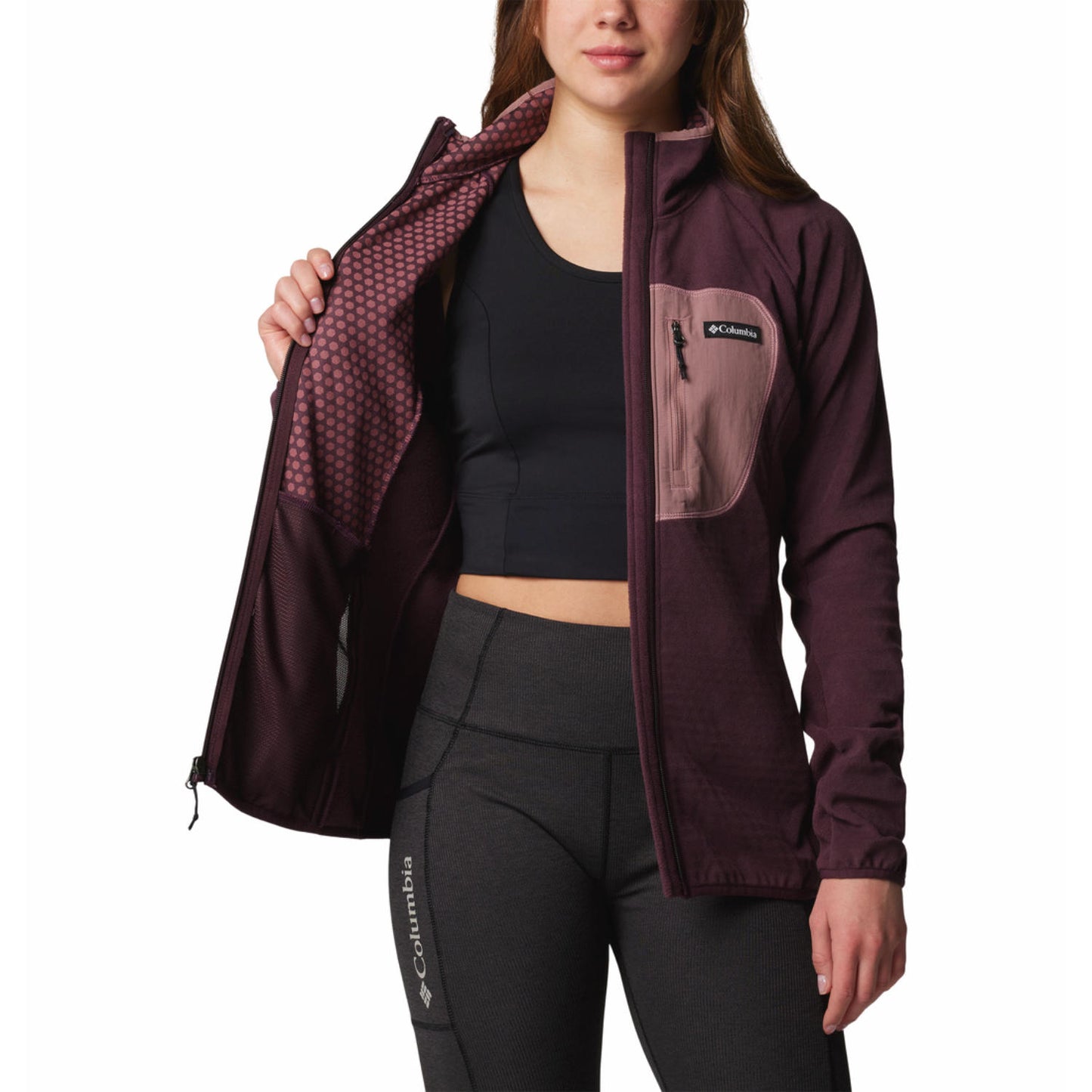 Columbia Women Red Omni-Heat Helix Outdoor Tracks II Fleece Jacket