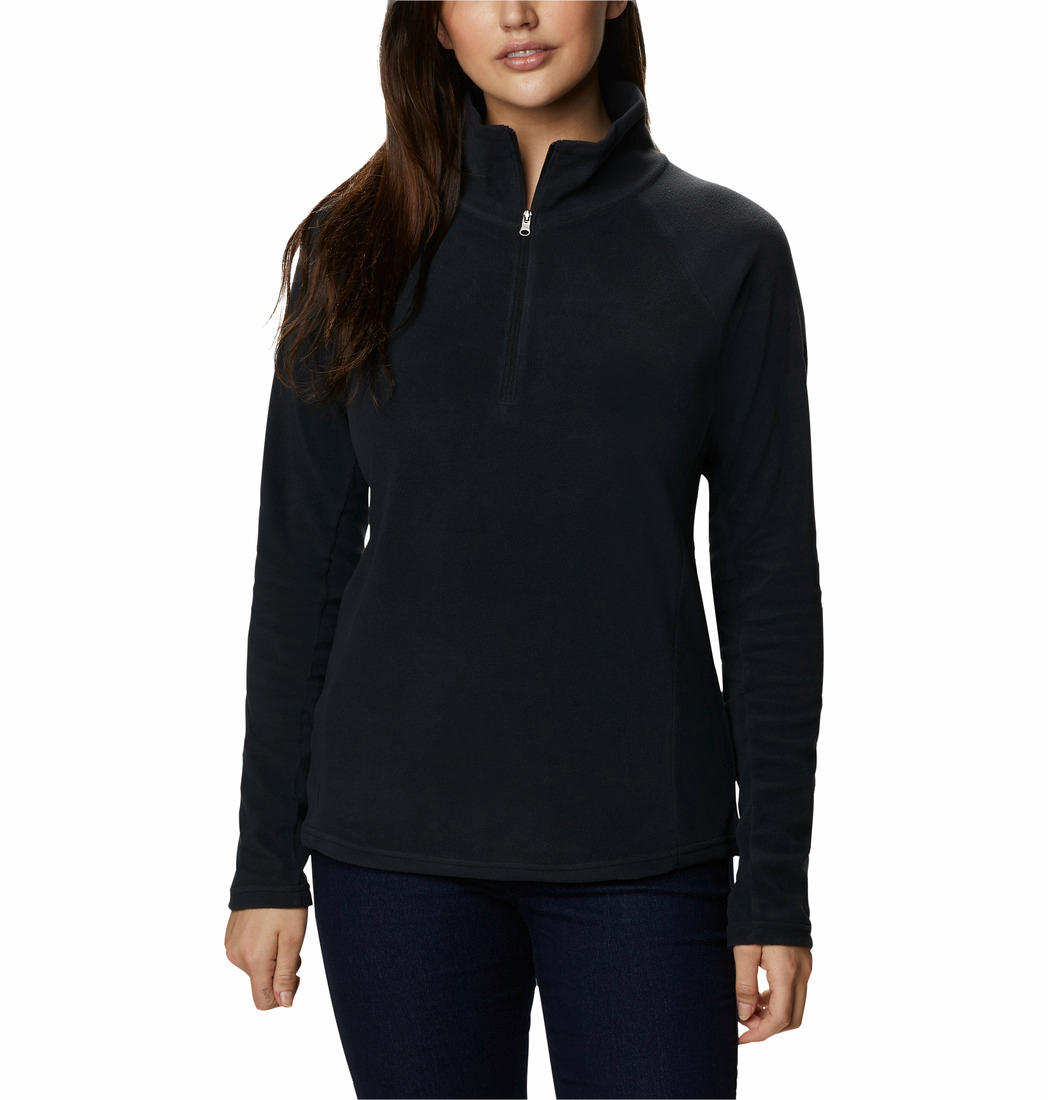 A Women Wearing Columbia Women Black Glacial IV 1/2 Zip