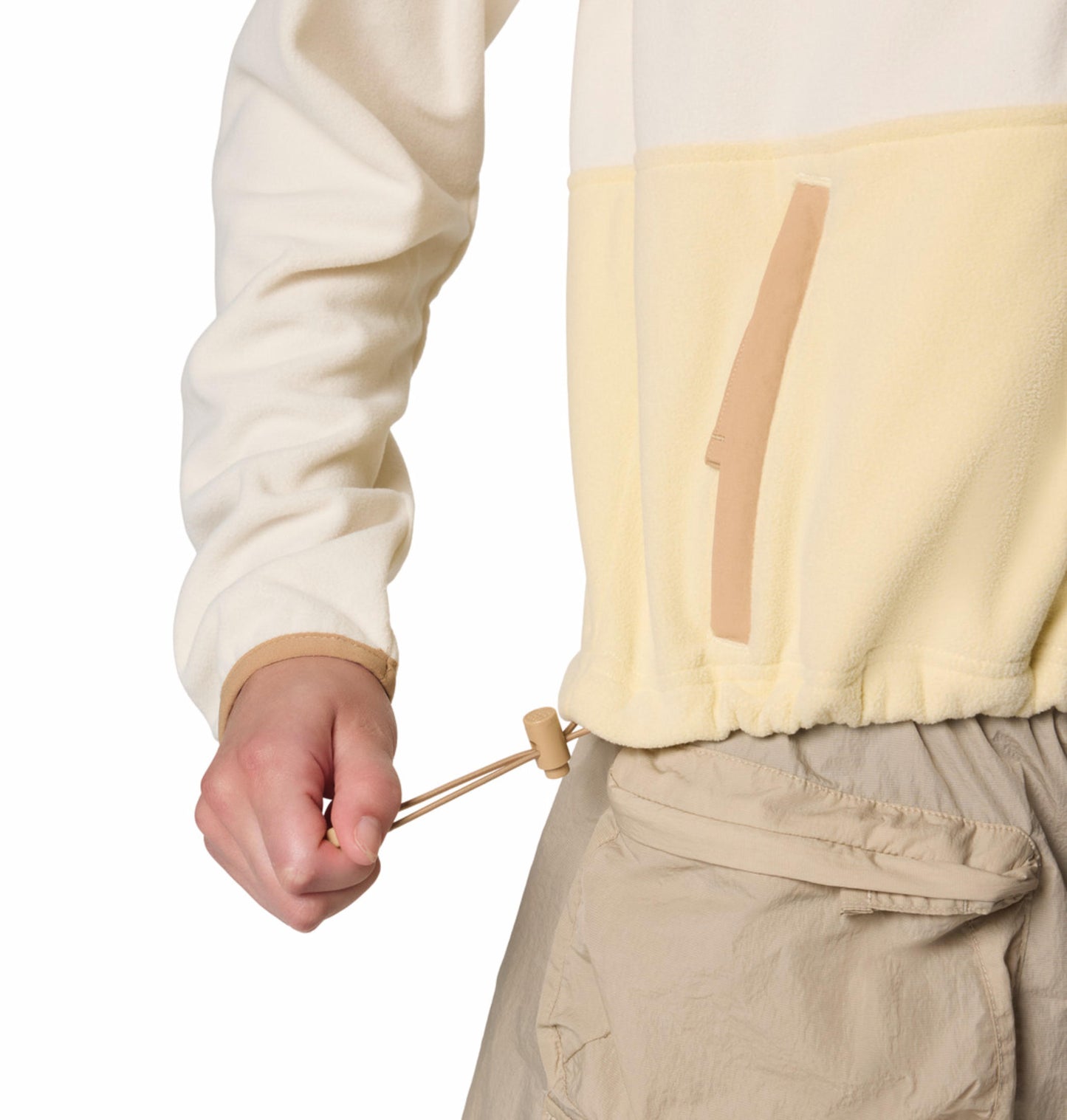 A Women Wearing Columbia Women White Backbowl II Full Zip Fleece