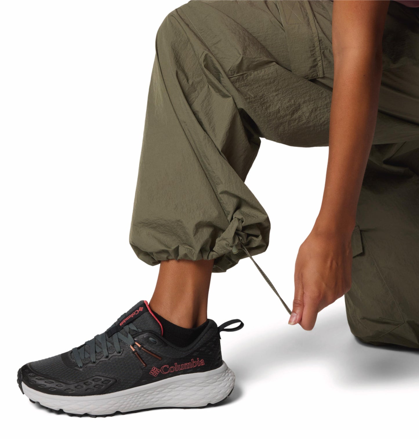 A Women Wearing Columbia Women Green Elevated View Parachute Pant