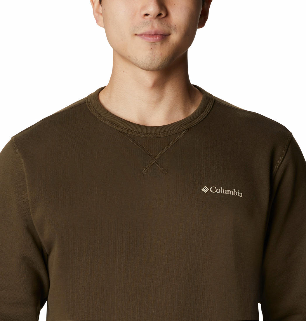 Columbia Men’s Olive Green Logo Fleece Crew - Comfy Cotton Blend