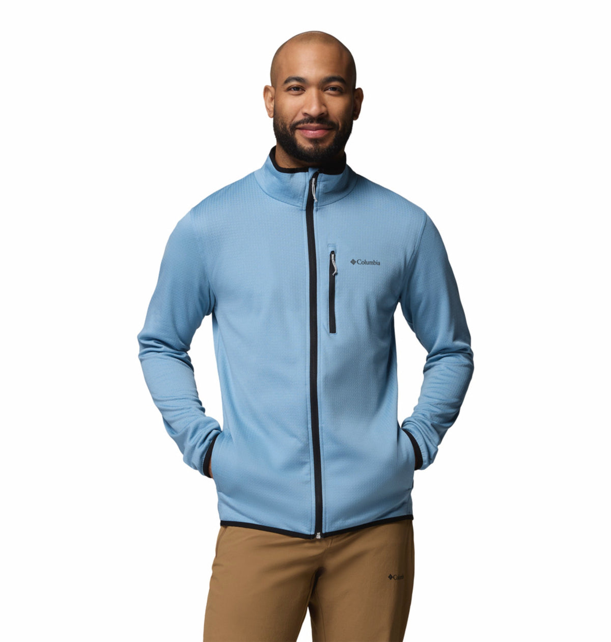 men blue omni wick essential hike grid fleece jacket plus size