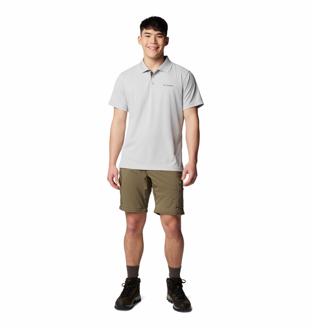 A Men Wearing Columbia Men Black Utilizer Polo (Sun Protection)