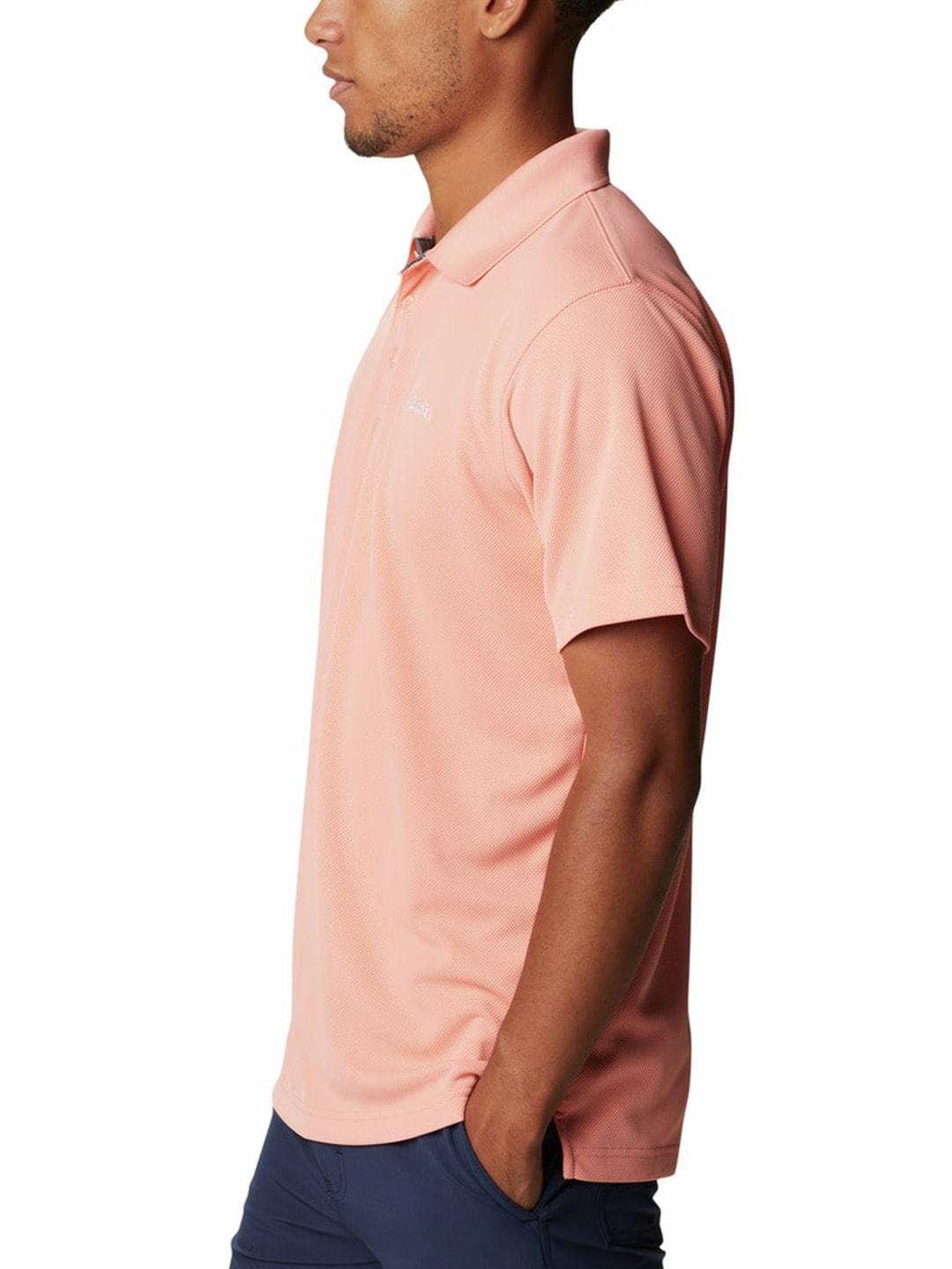 A Men Wearing Columbia Men Peach Utilizer Polo (Sun Protection)