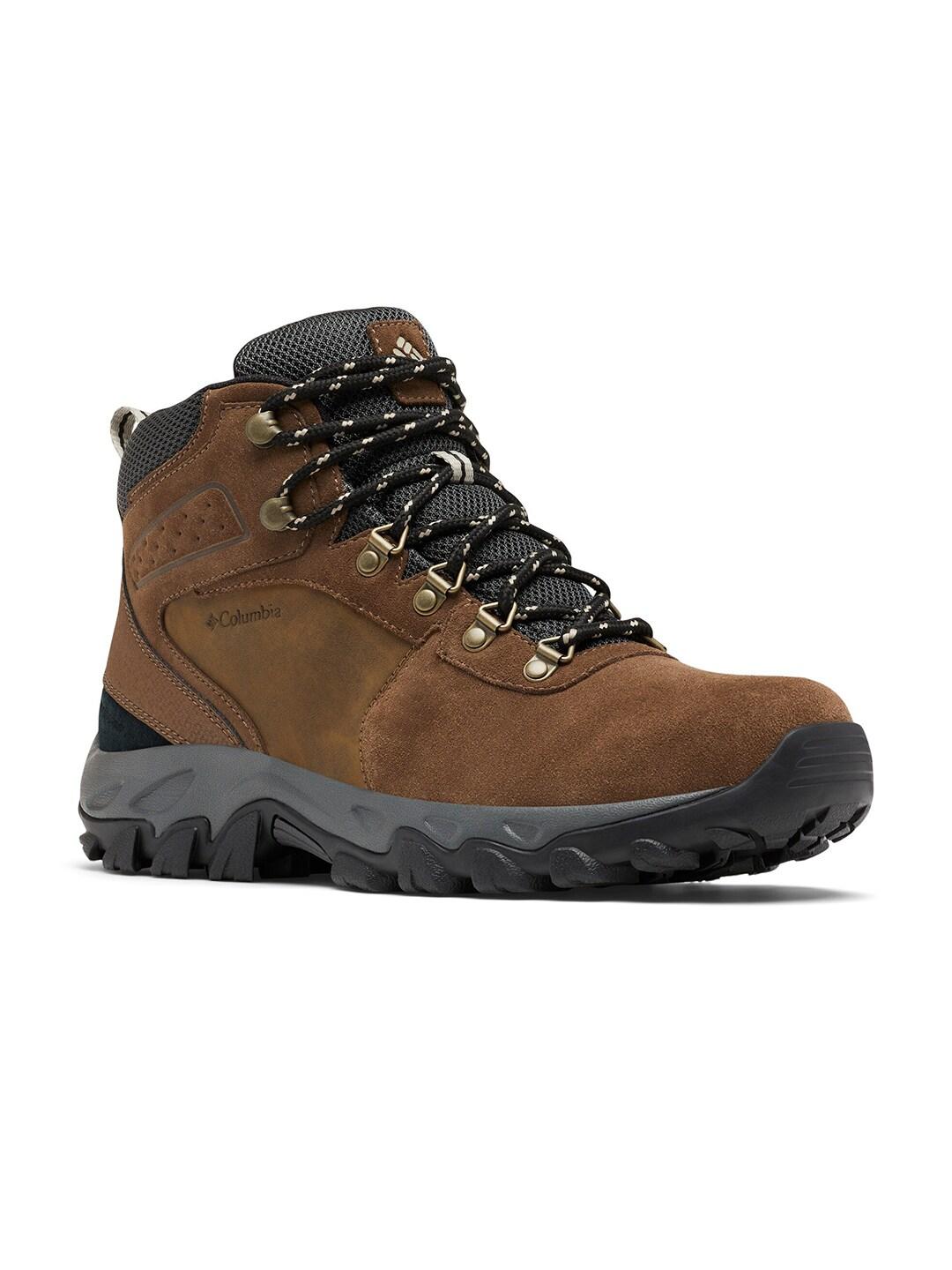 A Men Wearing Columbia Men Brown NEWTON RIDGE PLUS II SUEDE WP