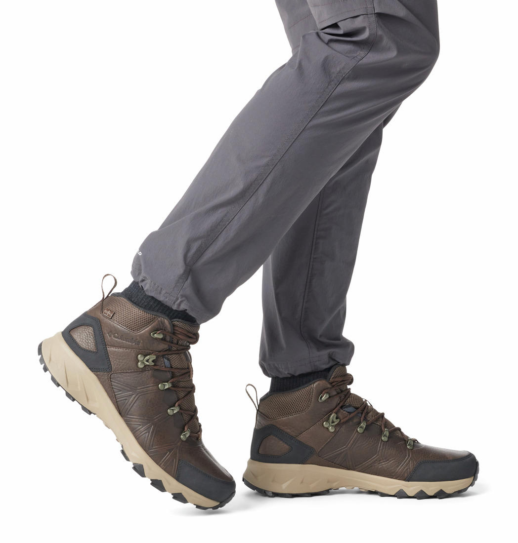 A Men Wearing Columbia Men Brown PEAKFREAK II MID OUTDRY LEATHER