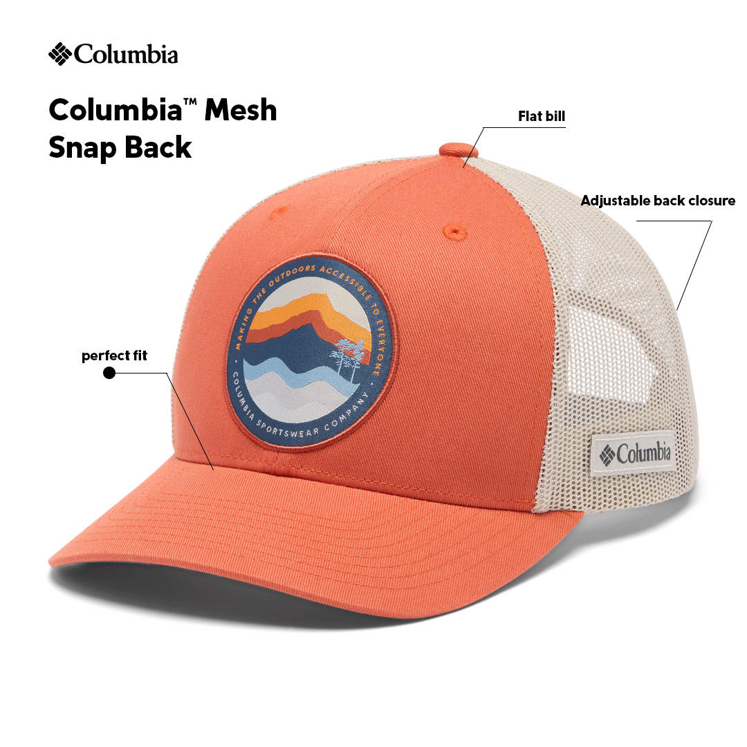 Columbia Unisex Red Mesh Snap Back High Crown Cap