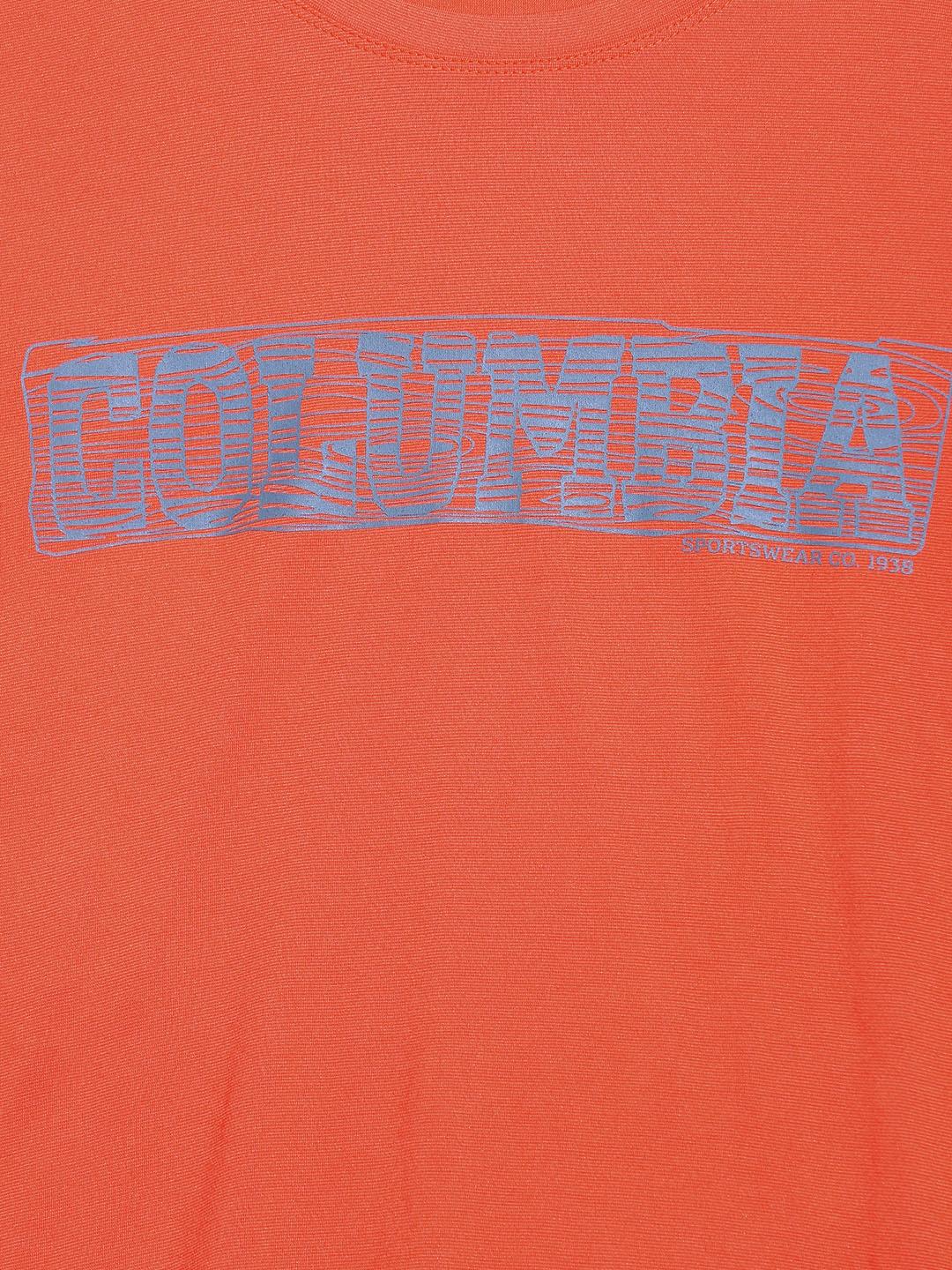 Columbia Men Orange Mountain Tech Logo S S Crew (Sun Protection)