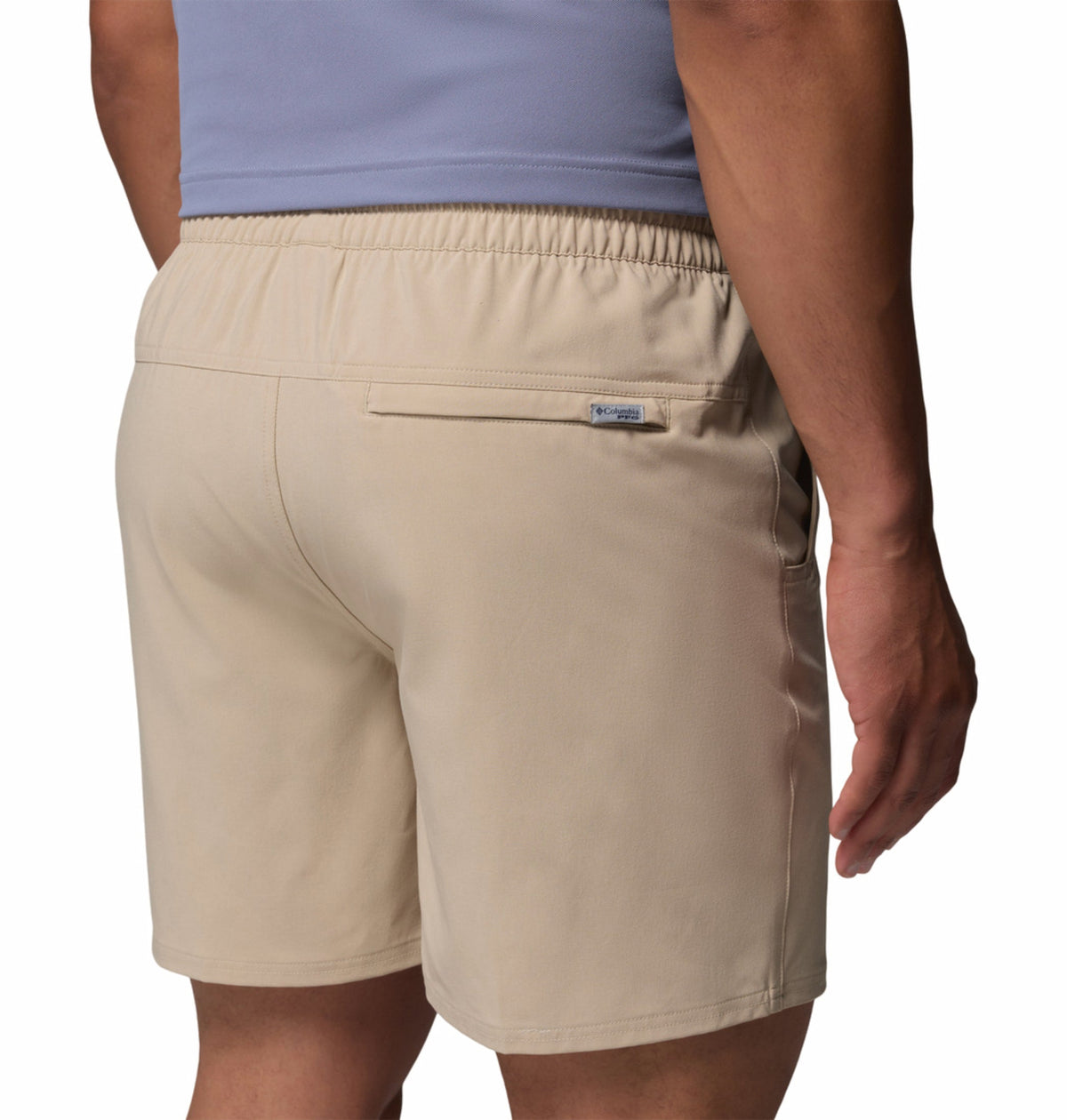 men beige omni shade terminal roamer stretch shorts