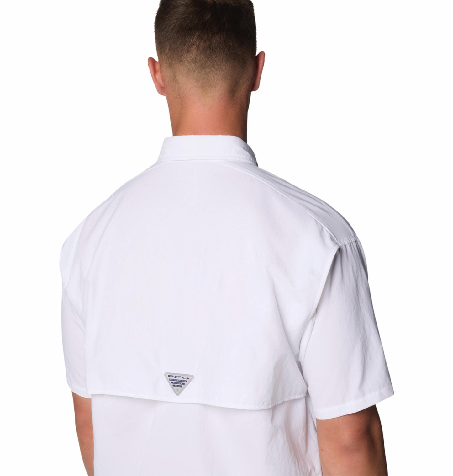 A Men Wearing Columbia Men White Bahama II S/S Shirt (Sun Protection)