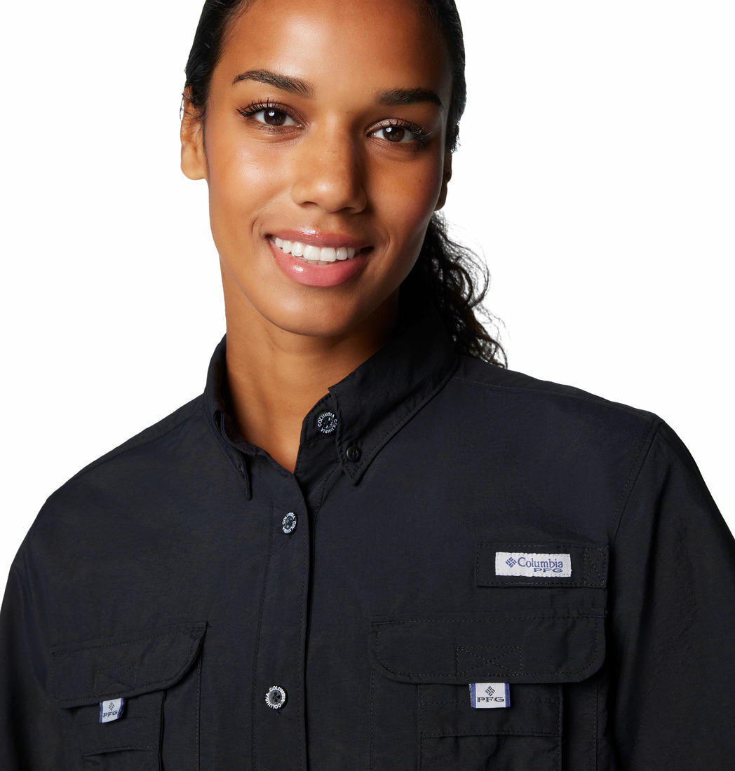 Columbia Women Black Omni-Shade Womens Bahama II Shirt (Sun Protection)