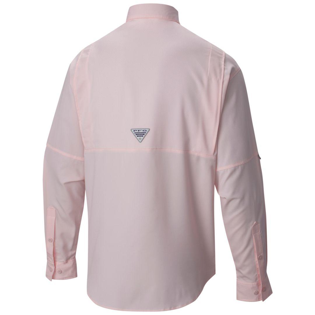 Columbia Men Pink Tamiami II Long Sleeve Shirt with Sun Protection