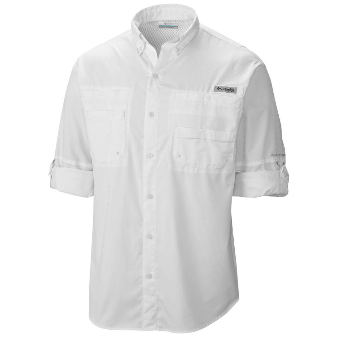 A Men Wearing Columbia Men White Tamiami II SS Shirt (Sun Protection)