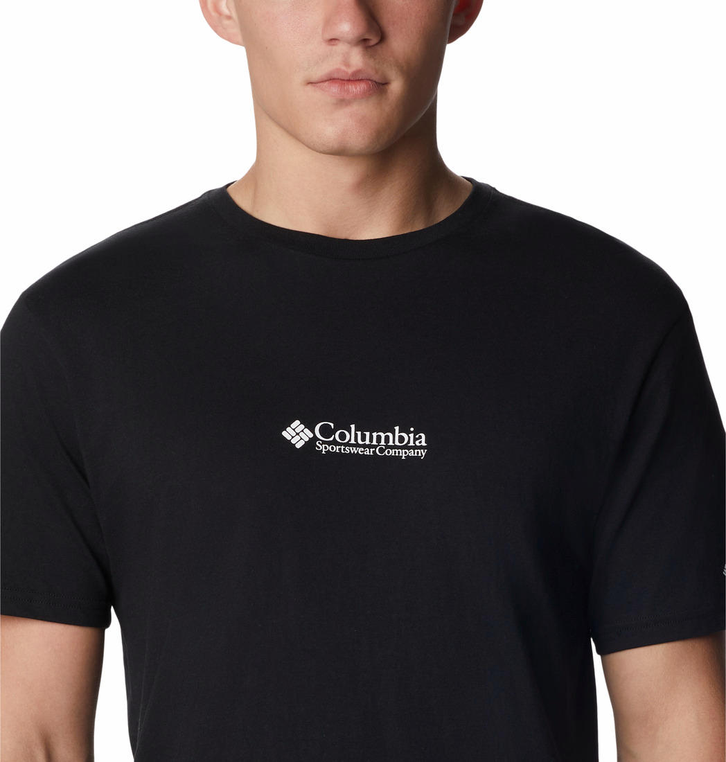 A Men Wearing Columbia Men Grey CSC Basic Logo Short Sleeve