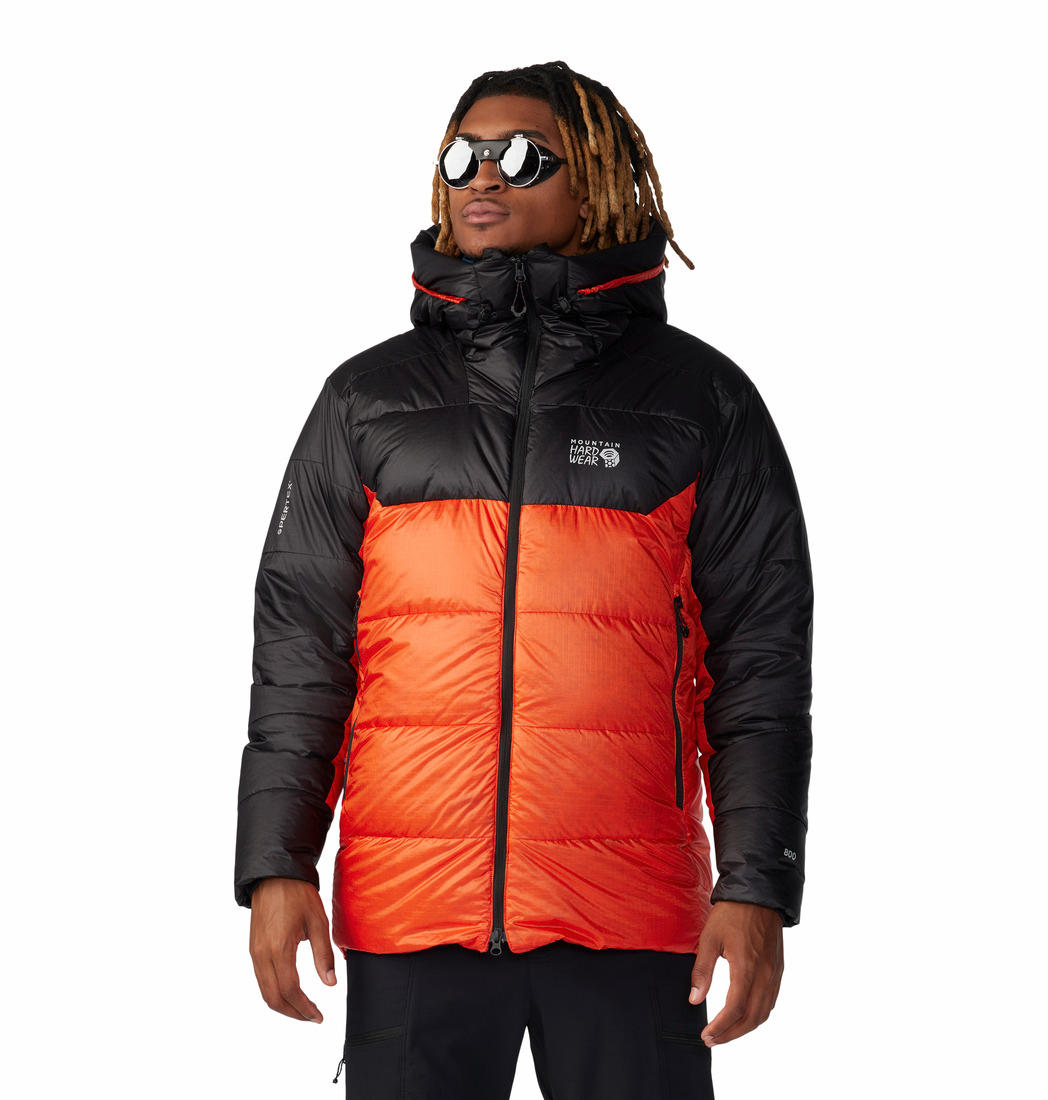 Mountain Hardwear Men Orange PERTEX Phantom Belay Parka Down Jacket