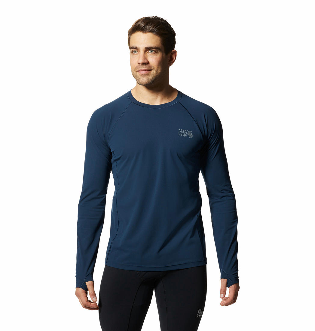 Mountain Hardwear Men Navy UPF 50 Mountain Stretch Baselayer Top (Sun Protection)