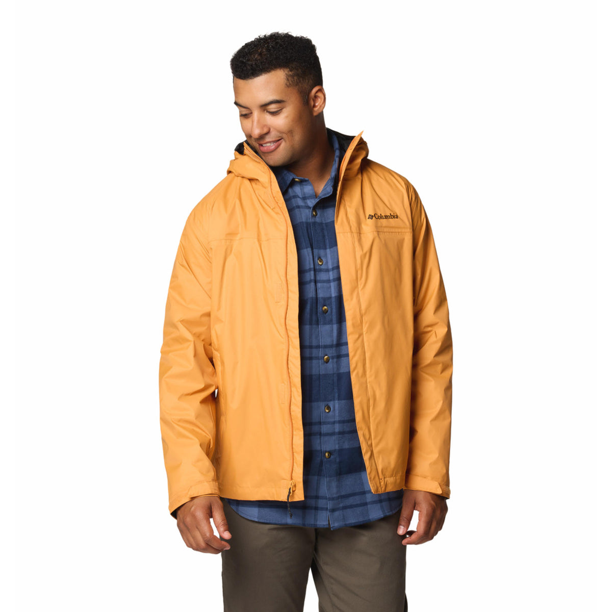 Columbia Men Orange Omni-Tech Watertight II Hooded Rain Jacket (Waterproof)